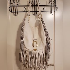 G.I.L.I. creme fringe leather purse/backpack